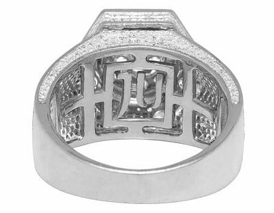 Pre-owned Jewelry Unlimited Men's 10k White Gold Genuine Diamond 3d Hexagon Wedding Pinky Ring 2ct 14mm