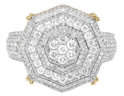 Pre-owned Jewelry Unlimited Mens 10k Yellow Gold Genuine Diamond 3d Octagon Wedding Pinky Ring 1.4 Ct 19mm In H-i