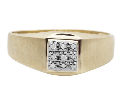 Pre-owned Jewelry Unlimited 10k Yellow Gold Men's Real Diamond Matte Wedding Engagement Ring 0.05ct 9mm