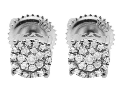 Pre-owned Jewelry Unlimited Ladies Men's 10k White Gold Real Diamond Round Cluster Studs Earrings .18ct 5mm