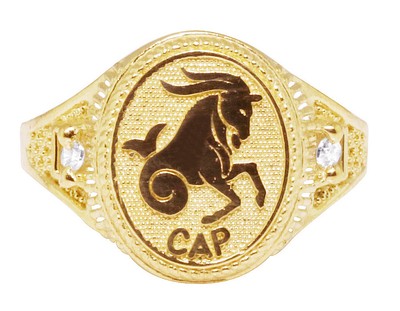 Pre-owned Jewelry Unlimited Men's Real 10k Yellow Gold Capricorn Lucky Horse Zodiac Designer Pinky Ring