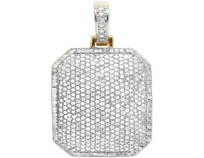 Pre-owned Jewelry Unlimited Men's 10k Yellow Gold Iced Dome Pillow Real Diamond Charm Pendant .70ct 1.1" In I-j