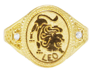 Pre-owned Jewelry Unlimited Men's Real 10k Yellow Gold Leo Lucky Lion Zodiac Astrology Designer Pinky Ring
