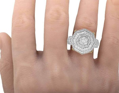 Pre-owned Jewelry Unlimited Mens 10k Yellow Gold Genuine Diamond 3d Octagon Wedding Pinky Ring 1.4 Ct 19mm In H-i