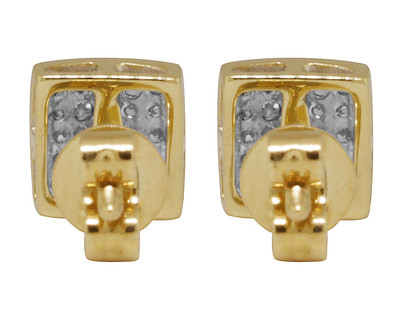 Pre-owned Jewelry Unlimited Men's Ladies 10k Yellow Gold Genuine Diamond Square Studs Earrings .25ct 6mm In H-i