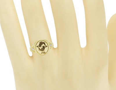 Pre-owned Jewelry Unlimited Men's Real 10k Yellow Gold Pisces Fish Zodiac Sign Astrology Designer Pinky Ring