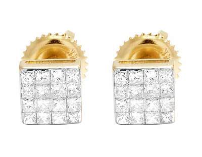 Pre-owned Jewelry Unlimited 14k Yellow Gold Invisible Princess Square Real Diamond Stud Earrings 0.50ct 5mm