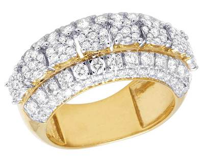 Pre-owned Jewelry Unlimited 10k Yellow Gold Real Diamond Cluster Wedding Band Ring 2.4 Ct 11mm In G-h