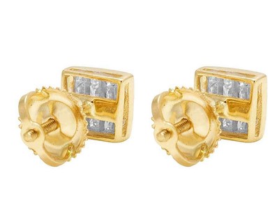 Pre-owned Jewelry Unlimited 14k Yellow Gold Invisible Princess Square Real Diamond Stud Earrings 0.50ct 5mm