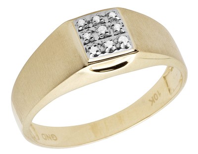 Pre-owned Jewelry Unlimited 10k Yellow Gold Men's Real Diamond Matte Wedding Engagement Ring 0.05ct 9mm