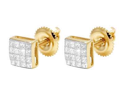 Pre-owned Jewelry Unlimited 14k Yellow Gold Invisible Princess Square Real Diamond Stud Earrings 0.50ct 5mm