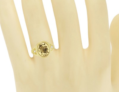 Pre-owned Jewelry Unlimited Men's Real 10k Yellow Gold Leo Lucky Lion Zodiac Astrology Designer Pinky Ring