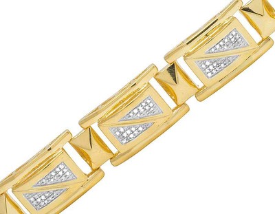 Pre-owned Jewelry Unlimited Yellow Gold Plated Genuine Diamond Designer Men's Custom Bracelet 1 1/5 Ct 8.5"