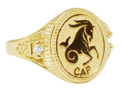 Pre-owned Jewelry Unlimited Men's Real 10k Yellow Gold Capricorn Lucky Horse Zodiac Designer Pinky Ring