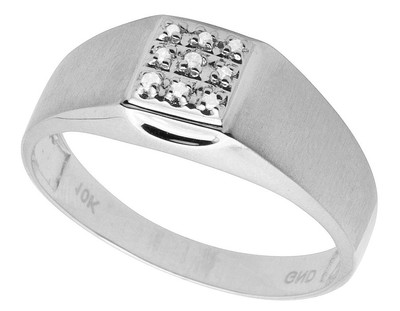 Pre-owned Jewelry Unlimited 10k White Gold Men's Real Diamond Matte Wedding Engagement Ring 0.05ct 9mm In I-j