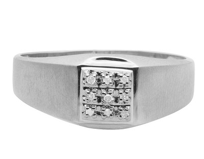 Pre-owned Jewelry Unlimited 10k White Gold Men's Real Diamond Matte Wedding Engagement Ring 0.05ct 9mm In I-j