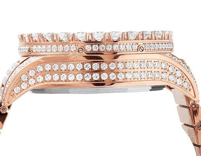 Pre-owned Jewelry Unlimited Mens  Rose Gold Simulated Hip Hop Diamond Watch 48mm Br-04