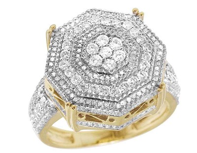 Pre-owned Jewelry Unlimited Mens 10k Yellow Gold Genuine Diamond 3d Octagon Wedding Pinky Ring 1.4 Ct 19mm In H-i