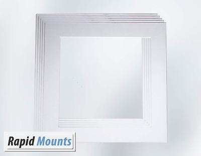5 Pack Square Mounts for Picture / Photo frames- White Core board. Various sizes