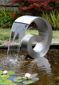 Fuente de Agua Jardín Espiral de Acero Inoxidable Grande 65cm