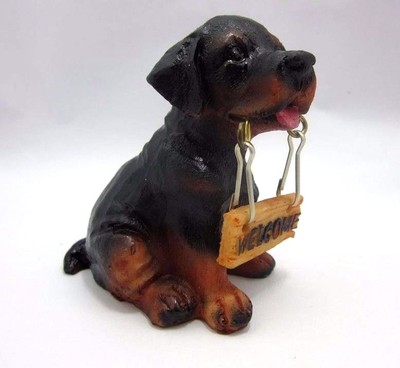 COLLECTIBLE FIGURE ROTTWEILER DOG WELCOME FIGURINE VINTAGE ...