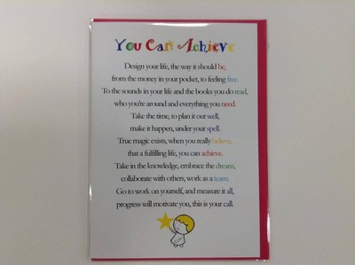 You Can Achieve - Cute Motivational and Encouragement Greetings Card, 5 x 7inch