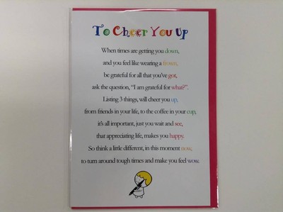 To Cheer You Up - Cute, Motivational and Encouragement Greetings Card, 5 x 7 in