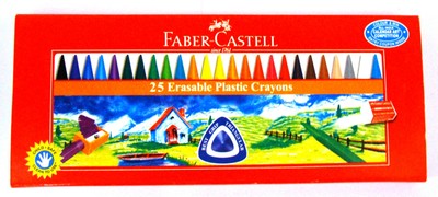 Faber-Castell : 25 Erasable Plastic Crayons : 70 mm each: Assorted Shades Colors