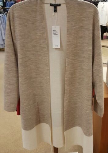 Pre-owned Eileen Fisher 1x  Maple Oat Merino W/organic Cotton&cashmere Kimono Jacket