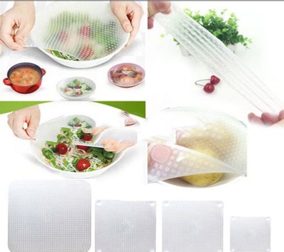 4 Pcs Silicone Wrap Seal Cover Stretch ...