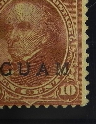 KGStamp Rare GUAM #9  10c Brown TYPE II USED CANCELLED Overprint Stamp U.S. cv4k