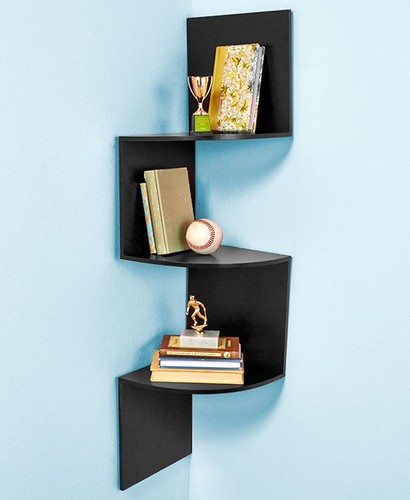 Black Zig Zag Corner Wall Shelf 3 ...