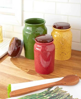 3 SPECKLED COLORFUL CANISTER JARS LID Set ...