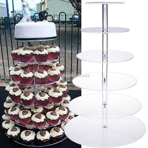 6 Tier Clear Acrylic Round Cake Cupcake ...