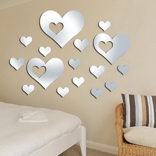 Heart Acrylic Plastic Mirror Wall Home Decal ...