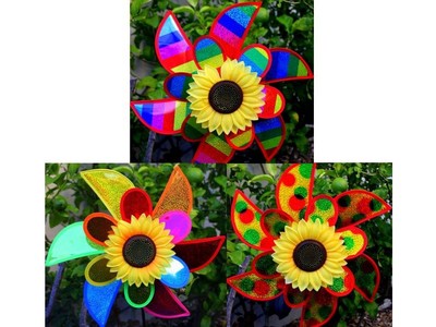 Rainbow Double Petal Wind Spinner/Great Gift/Yard/Garden/Decoration