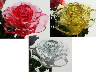 3x Solar Power Rose Flower Garden Stake ...