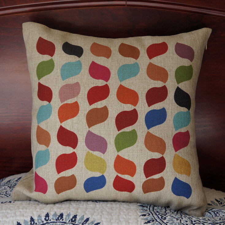Vintage Cotton Linen Cushion Cover Home Decor Colorful Tree and Leaves