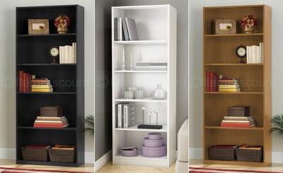 Tall 5 Shelf Bookcase Bookshelf Wall Display ...
