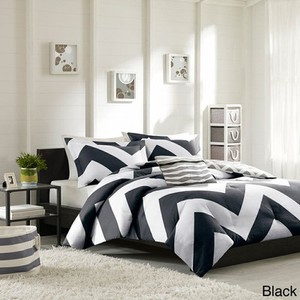 Reversible Black Grey White Chevron Stripe Soft forter