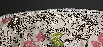MILL CREEK FABRICS Screen Print Floral Fabric 2.2 YARDS Linen Original Design