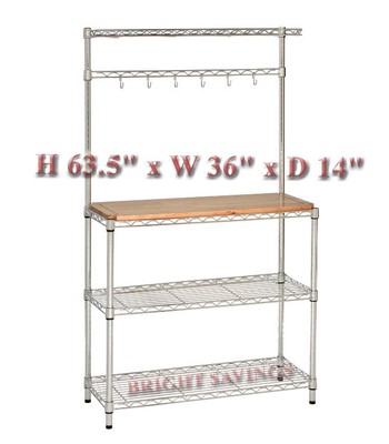 New Metal and Wood Bakers Rack Kitchen ...