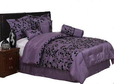 7 Pieces Purple with Black Velvet Floral ...
