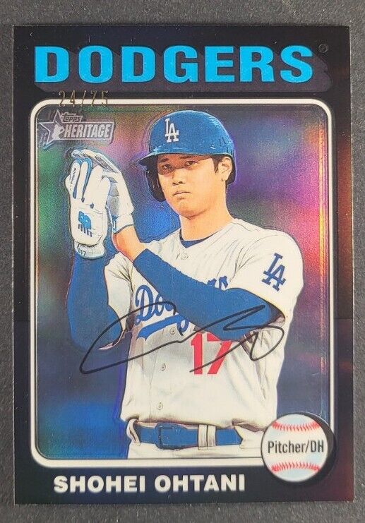 Shohei Ohtani 2024 Topps Heritage Refractor Chrome #371 Los Angeles Dodgers /75