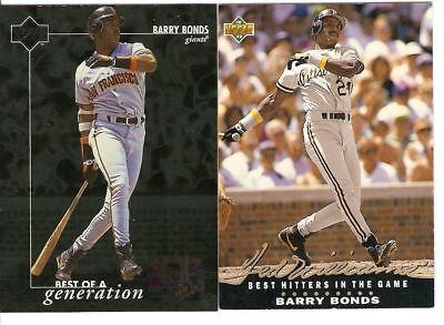 BARRY BONDS (2 CARD LOT) UPPER DECK 1992 1996 TED WILLIAMS BEST HITTERS IN