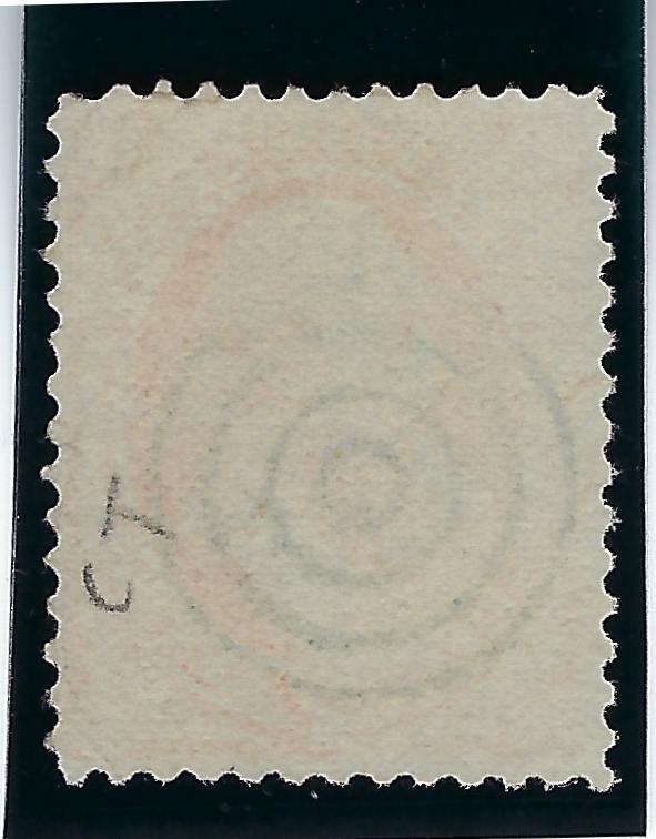 1870-71 U.S. Scott 149 7c vermilion Stanton 4-ring blue target cxl; poss re-perf