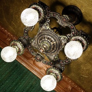IRON cast Ceiling chandelier iron DECO vintage ART Fixture  CAST Light ANTIQUE CHANDELIER VINTAGE
