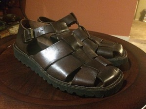 CREW-MENS-ABERTONE-BROWN-LEATHER-SANDALS-SIZE-8-MADE-IN-ITALY