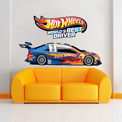 Hot Wheels Wall Decal World's Best Driver Racecar Wall Vinyl Boys Bedroom,