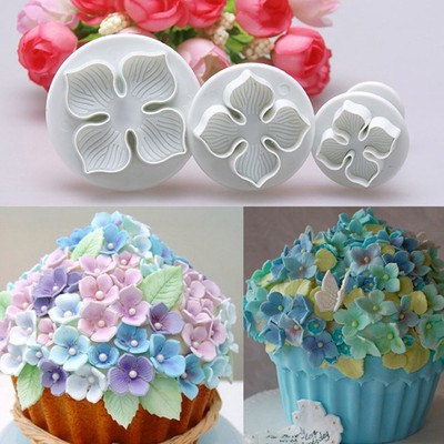 3pcs Hydrangea Fondant Cake Decorating Sugar Craft ...